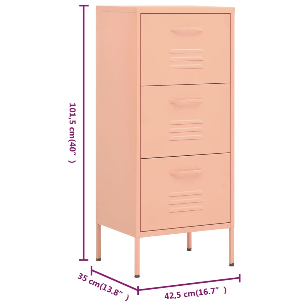 Storage Cabinet Pink 42.5x35x101.5 cm Steel - OLBRIT