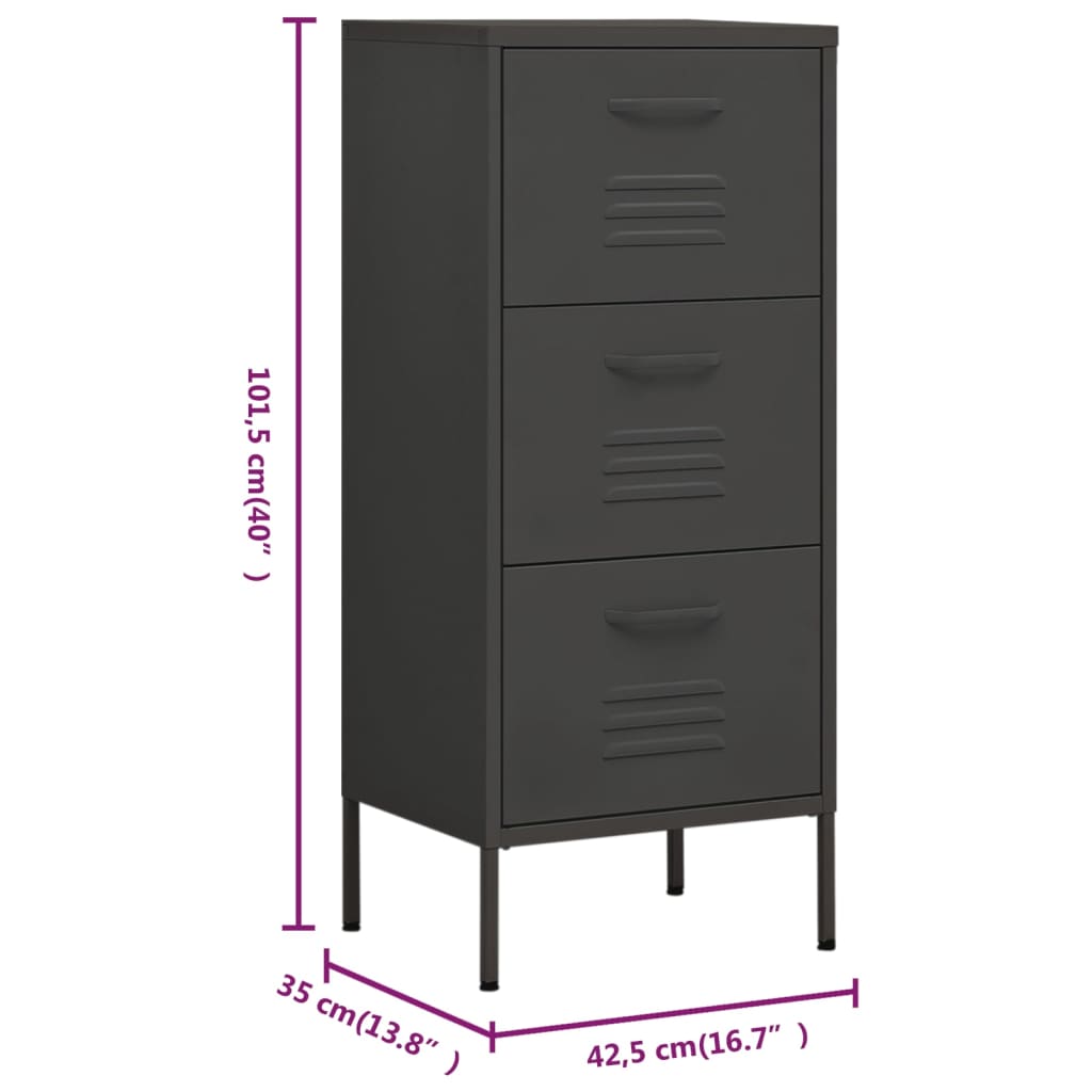 Storage Cabinet Anthracite 42.5x35x101.5 cm Steel - OLBRIT