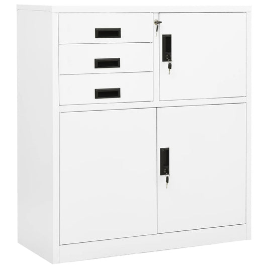 Office Cabinet White 90x40x102 cm Steel - OLBRIT