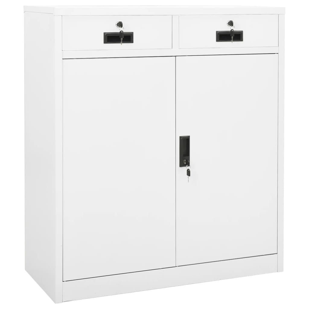 Office Cabinet White 90x40x102 cm Steel - OLBRIT