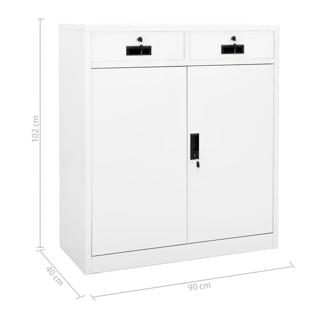 Office Cabinet White 90x40x102 cm Steel - OLBRIT