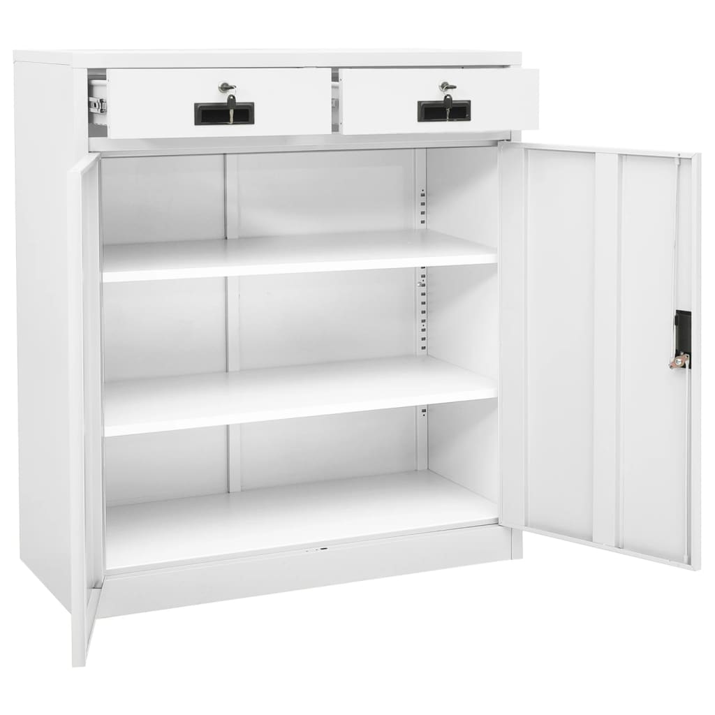 Office Cabinet White 90x40x102 cm Steel - OLBRIT