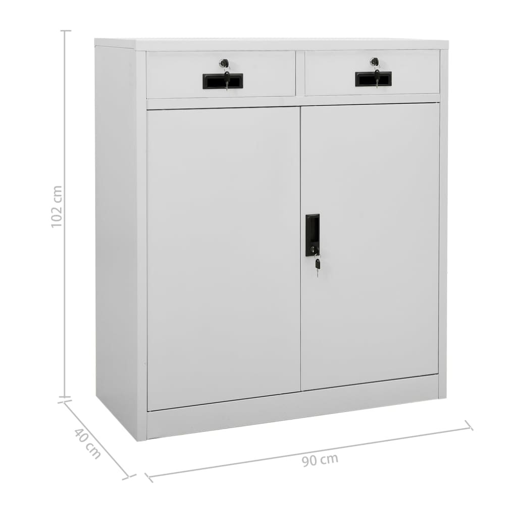 Office Cabinet Light Grey 90x40x102 cm Steel - OLBRIT