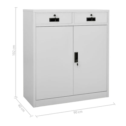 Office Cabinet Light Grey 90x40x102 cm Steel - OLBRIT