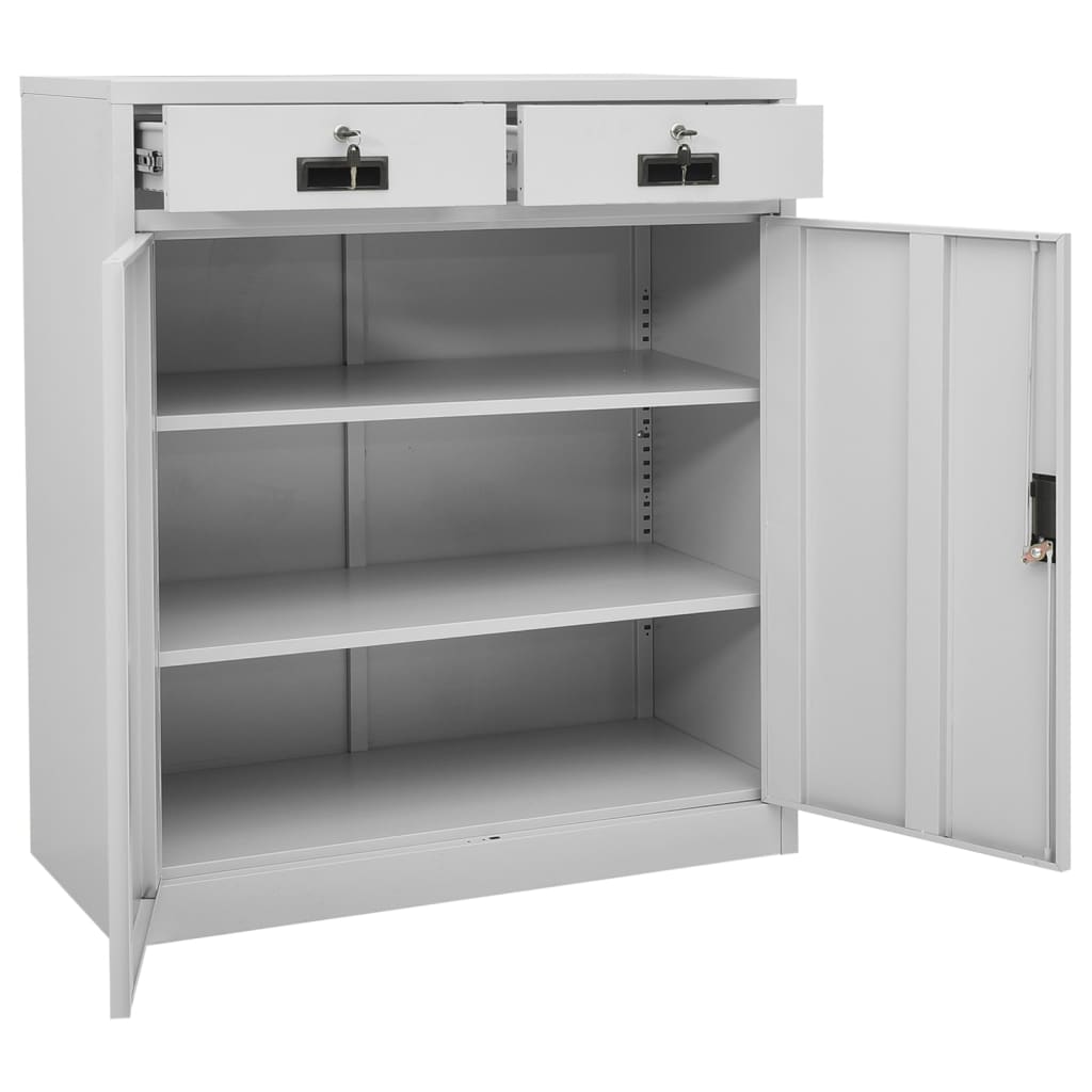 Office Cabinet Light Grey 90x40x102 cm Steel - OLBRIT