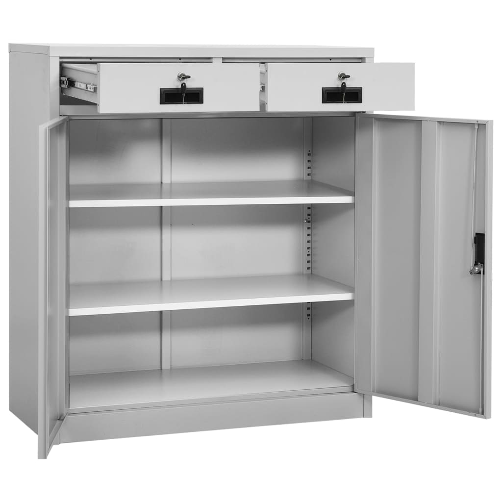 Office Cabinet Light Grey 90x40x102 cm Steel - OLBRIT