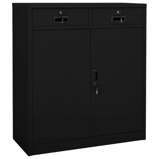 Office Cabinet Black 90x40x102 cm Steel - OLBRIT