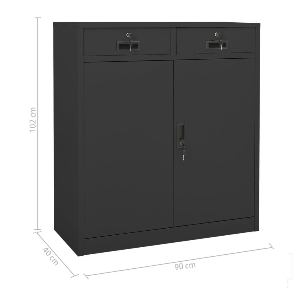 Office Cabinet Anthracite 90x40x102 cm Steel - OLBRIT