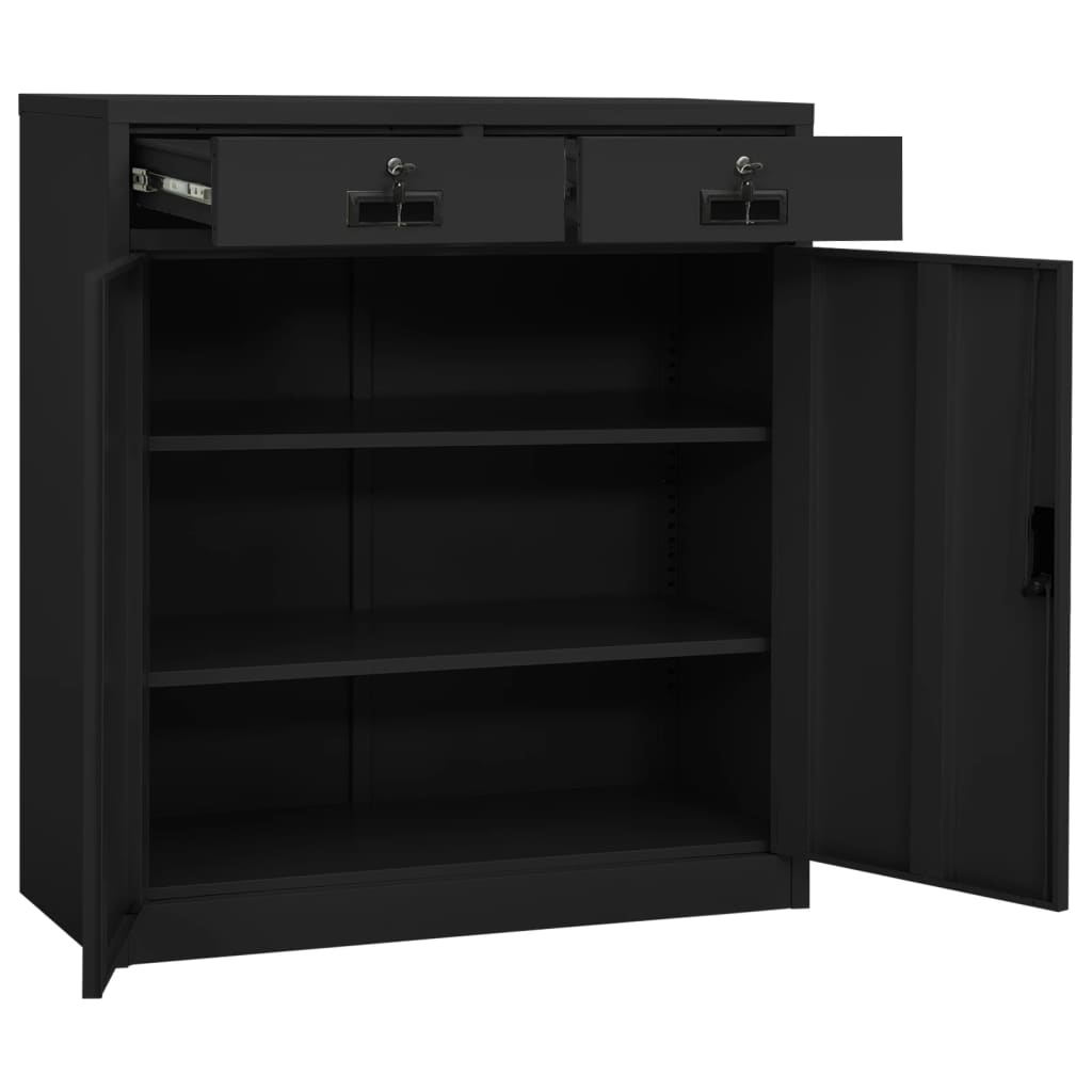 Office Cabinet Anthracite 90x40x102 cm Steel - OLBRIT