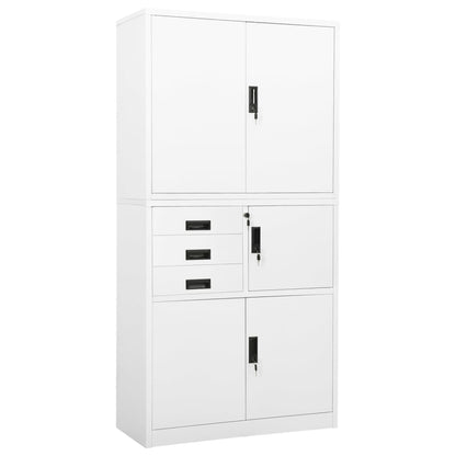 Office Cabinet White 90x40x180 cm Steel - OLBRIT