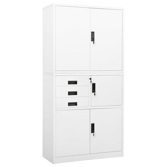 Office Cabinet White 90x40x180 cm Steel - OLBRIT