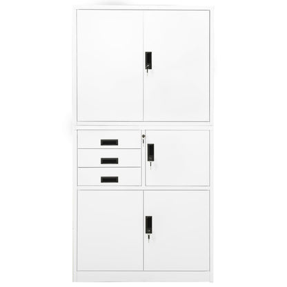 Office Cabinet White 90x40x180 cm Steel - OLBRIT