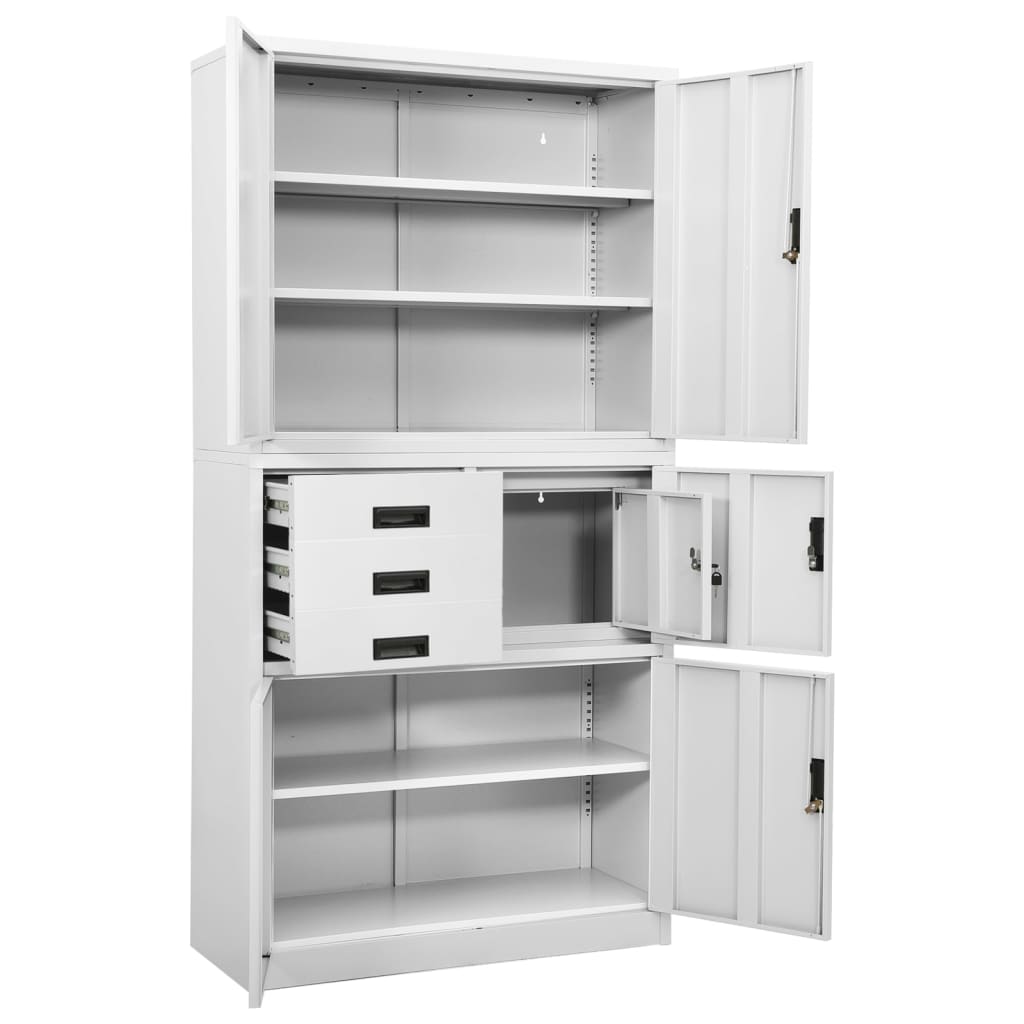 Office Cabinet White 90x40x180 cm Steel - OLBRIT