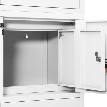 Office Cabinet White 90x40x180 cm Steel - OLBRIT