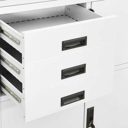 Office Cabinet White 90x40x180 cm Steel - OLBRIT