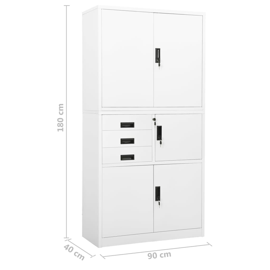 Office Cabinet White 90x40x180 cm Steel - OLBRIT