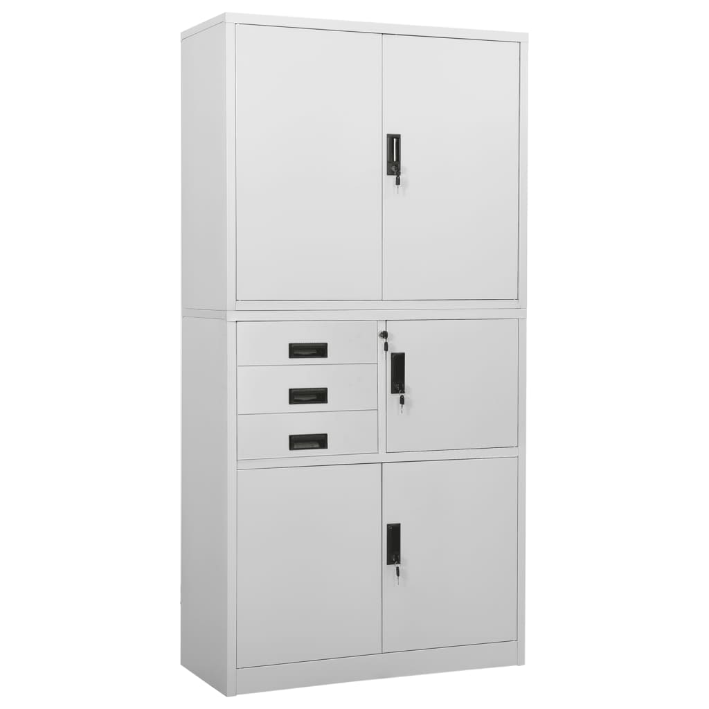 Office Cabinet Light Grey 90x40x180 cm Steel - OLBRIT