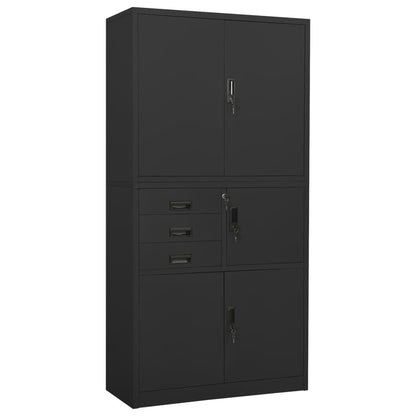 Office Cabinet Anthracite 90x40x180 cm Steel - OLBRIT