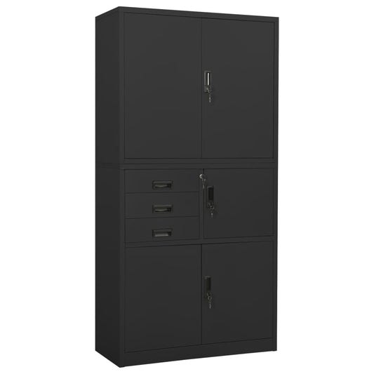 Office Cabinet Anthracite 90x40x180 cm Steel - OLBRIT