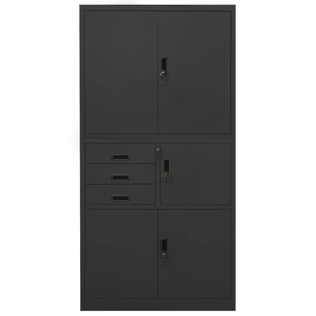 Office Cabinet Anthracite 90x40x180 cm Steel - OLBRIT