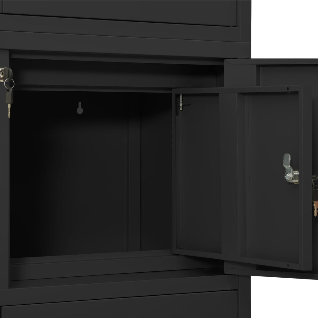 Office Cabinet Anthracite 90x40x180 cm Steel - OLBRIT