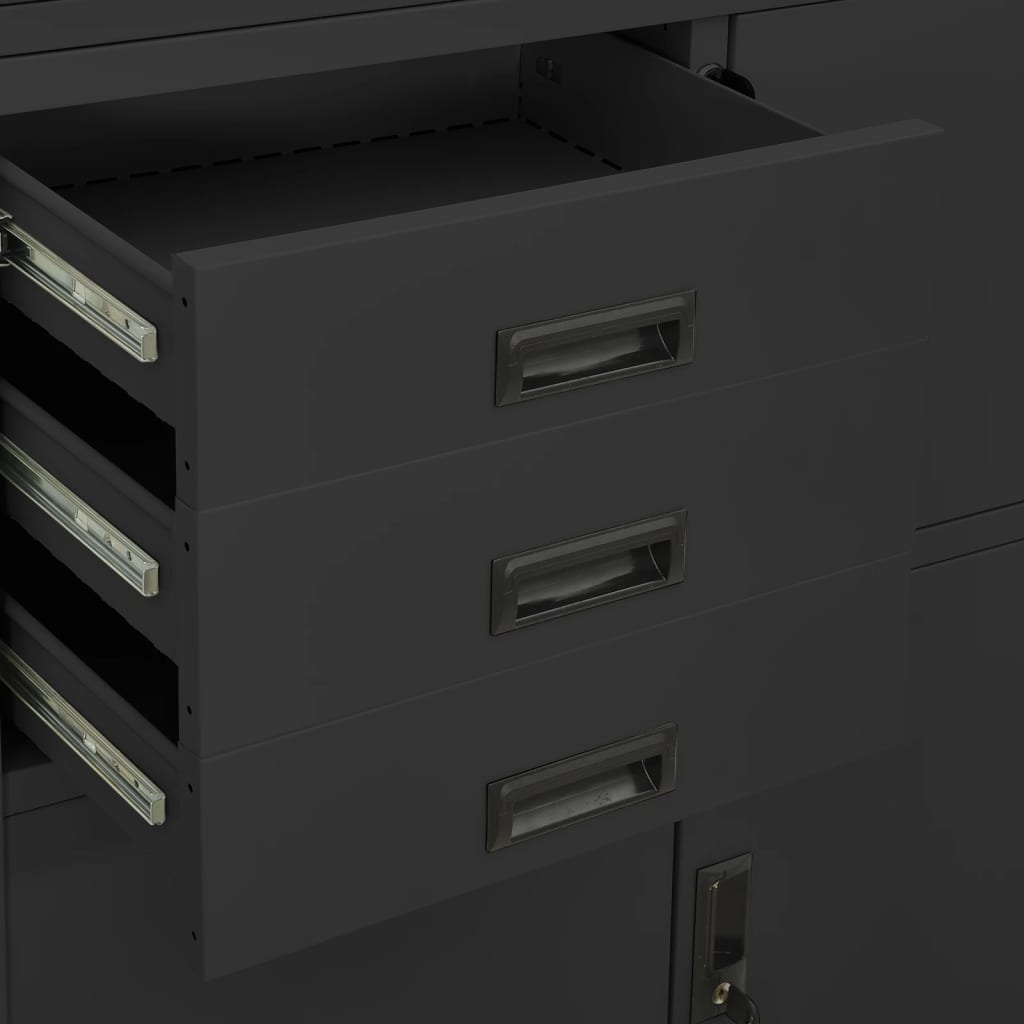 Office Cabinet Anthracite 90x40x180 cm Steel - OLBRIT