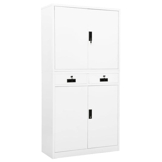 Office Cabinet White 90x40x180 cm Steel - OLBRIT