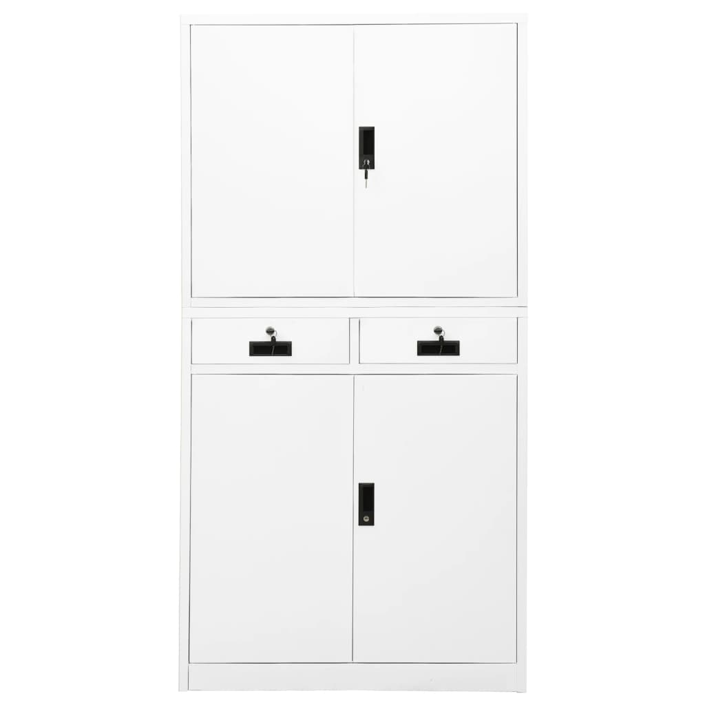 Office Cabinet White 90x40x180 cm Steel - OLBRIT