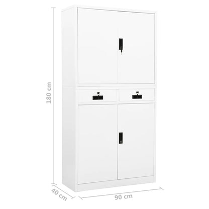 Office Cabinet White 90x40x180 cm Steel - OLBRIT