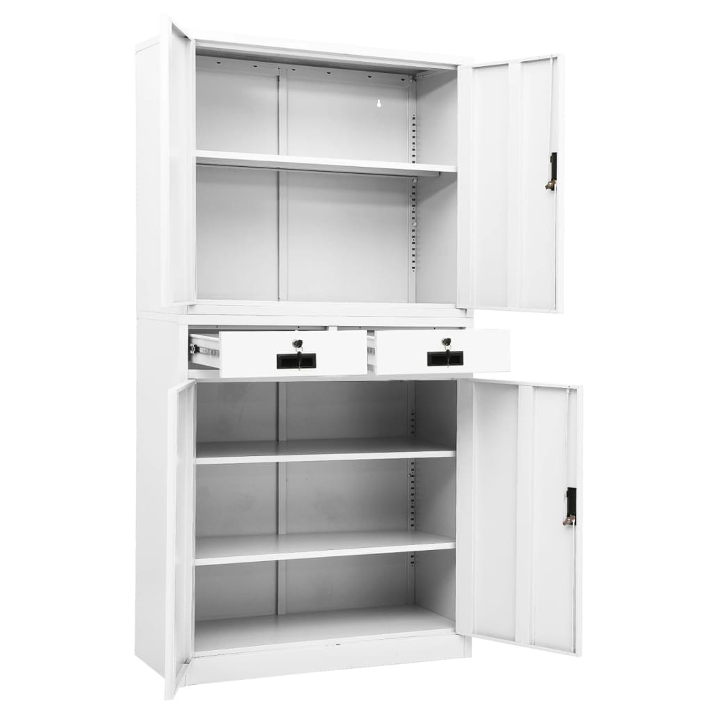 Office Cabinet White 90x40x180 cm Steel - OLBRIT