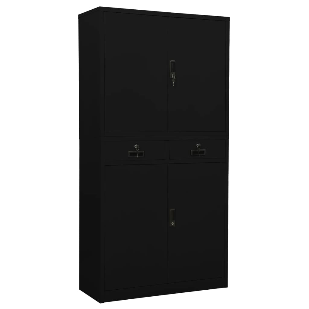 Office Cabinet Black 90x40x180 cm Steel - OLBRIT