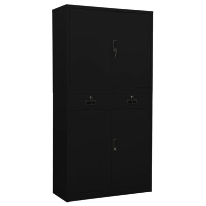 Office Cabinet Black 90x40x180 cm Steel - OLBRIT