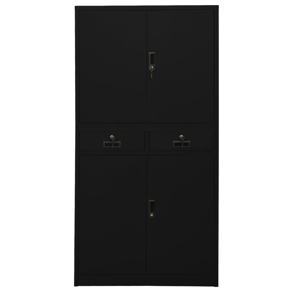 Office Cabinet Black 90x40x180 cm Steel - OLBRIT