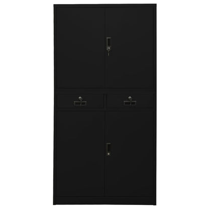 Office Cabinet Black 90x40x180 cm Steel - OLBRIT