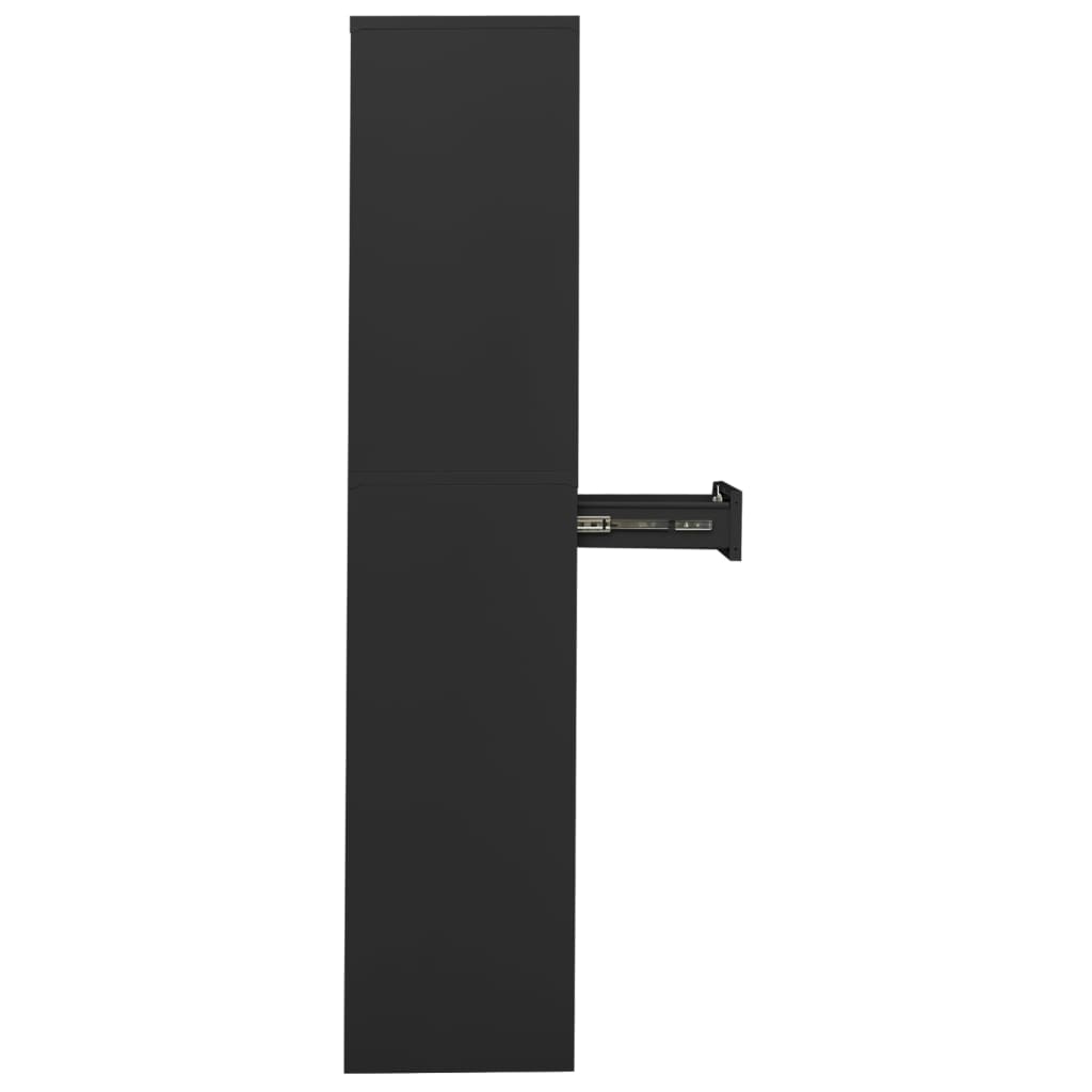 Office Cabinet Anthracite 90x40x180 cm Steel and Tempered Glass - OLBRIT