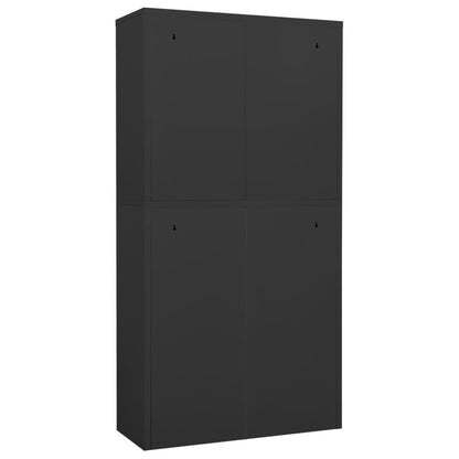Office Cabinet Anthracite 90x40x180 cm Steel and Tempered Glass - OLBRIT
