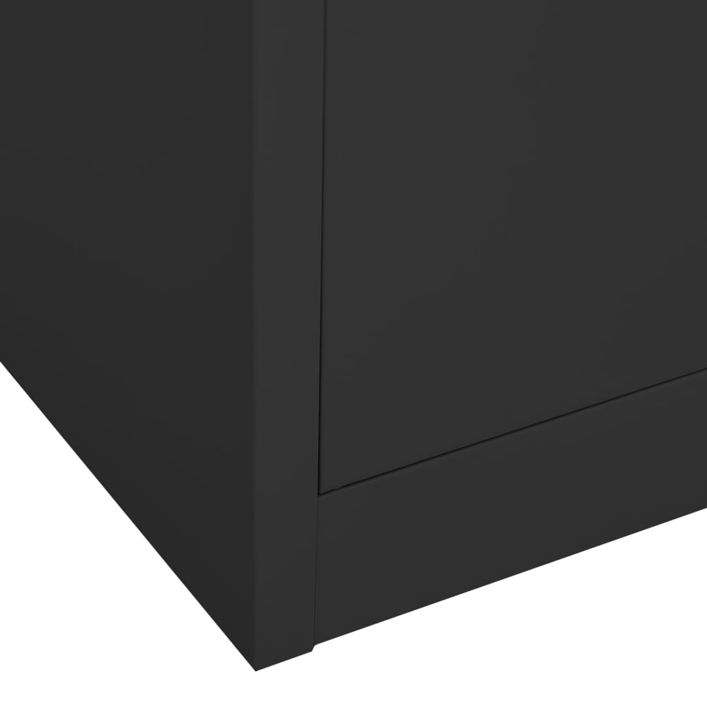 Office Cabinet Anthracite 90x40x180 cm Steel and Tempered Glass - OLBRIT