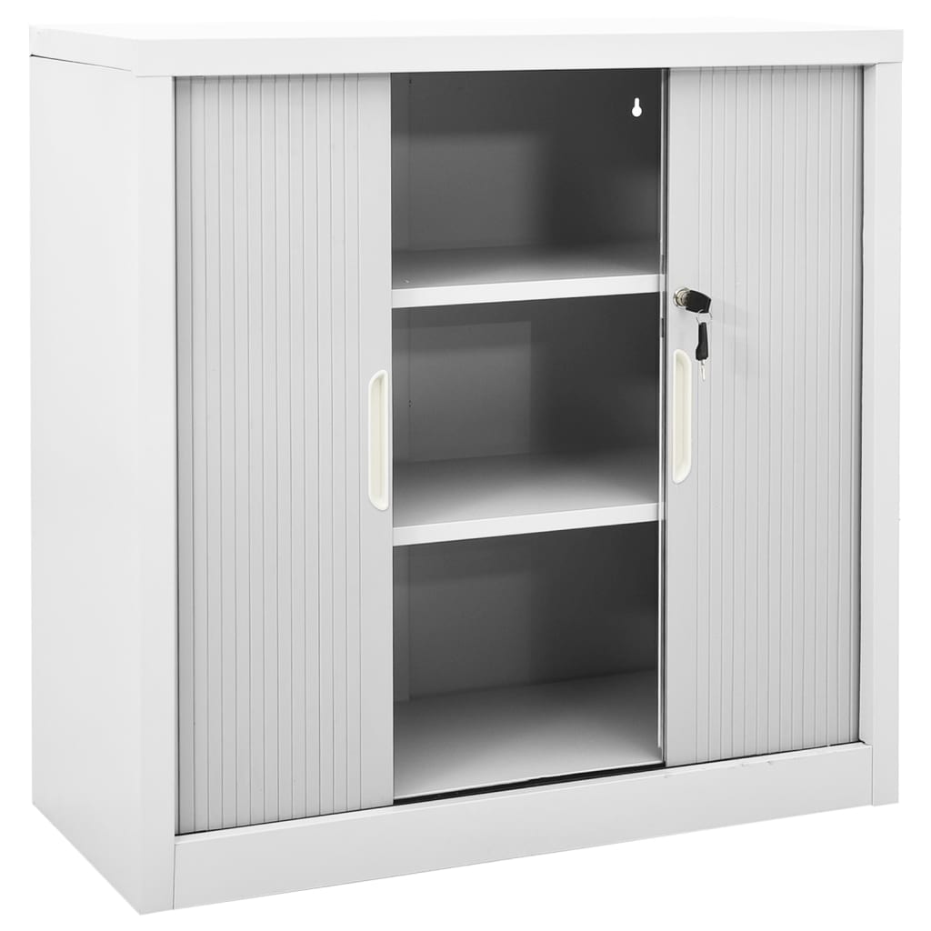 Sliding Door Cabinet Grey 90x40x90 cm Steel - OLBRIT