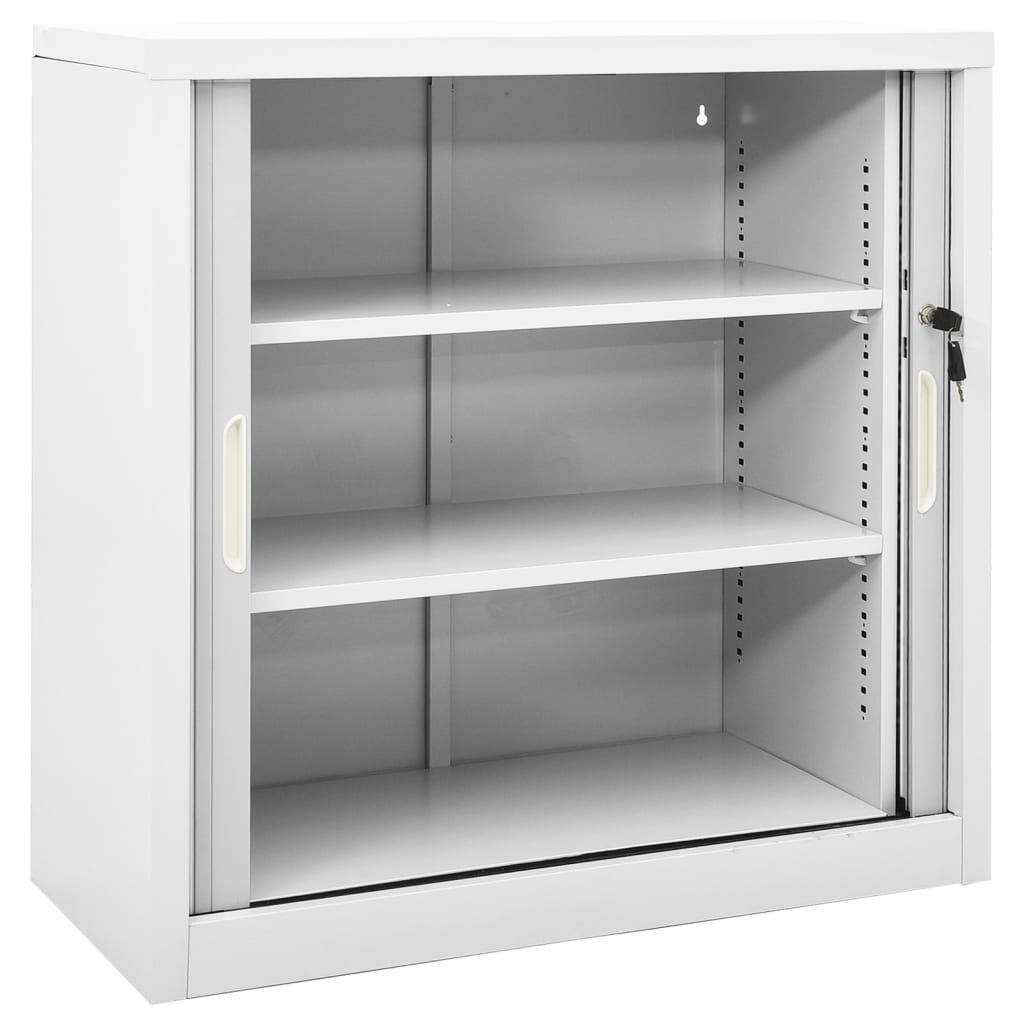 Sliding Door Cabinet Grey 90x40x90 cm Steel - OLBRIT