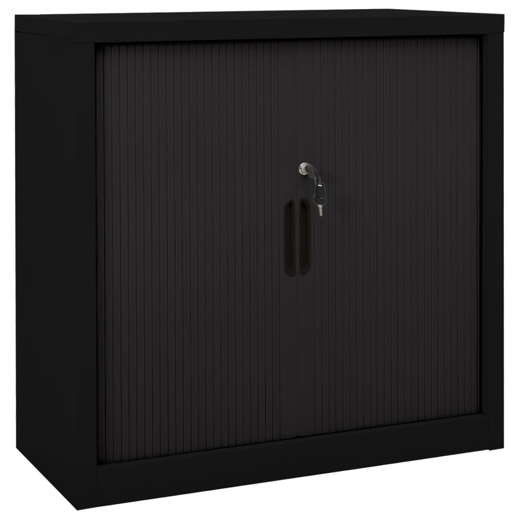 Sliding Door Cabinet Black 90x40x90 cm Steel - OLBRIT