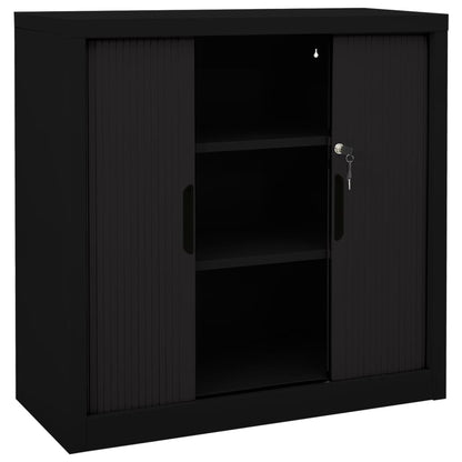 Sliding Door Cabinet Black 90x40x90 cm Steel - OLBRIT