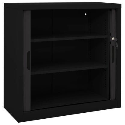 Sliding Door Cabinet Black 90x40x90 cm Steel - OLBRIT