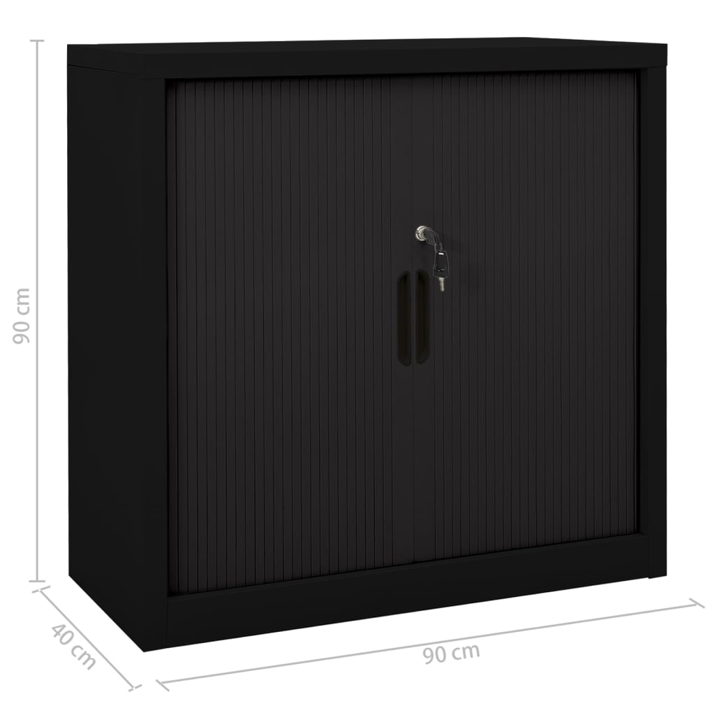 Sliding Door Cabinet Black 90x40x90 cm Steel - OLBRIT