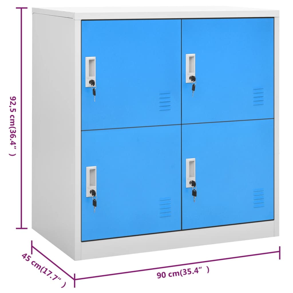 Locker Cabinet Light Grey and Blue 90x45x92.5 cm Steel - OLBRIT