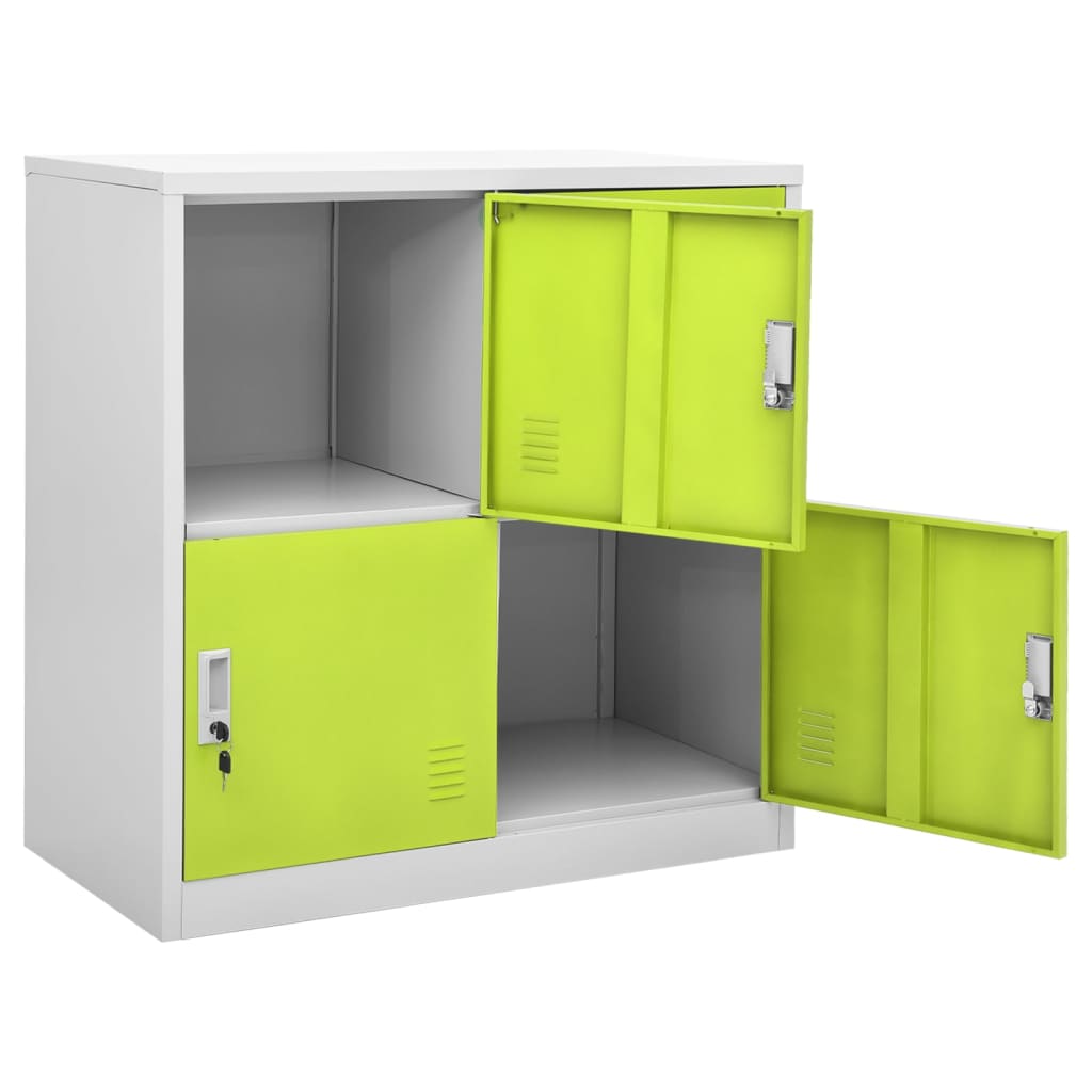 Locker Cabinet Light Grey and Green 90x45x92.5 cm Steel - OLBRIT