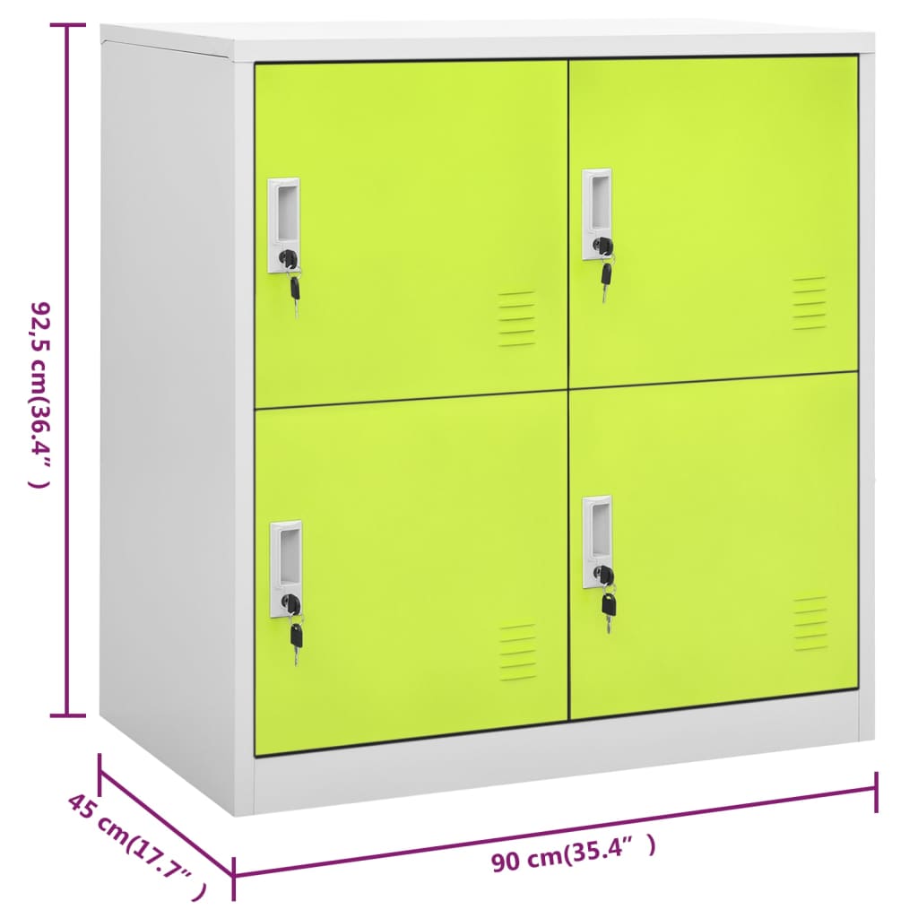 Locker Cabinet Light Grey and Green 90x45x92.5 cm Steel - OLBRIT