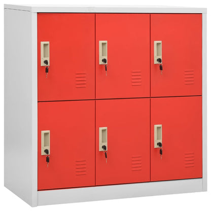 Locker Cabinet Light Grey and Red 90x45x92.5 cm Steel - OLBRIT