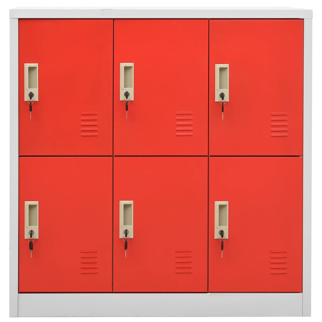 Locker Cabinet Light Grey and Red 90x45x92.5 cm Steel - OLBRIT