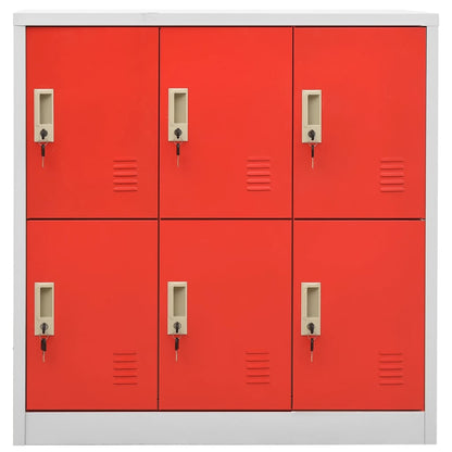 Locker Cabinet Light Grey and Red 90x45x92.5 cm Steel - OLBRIT