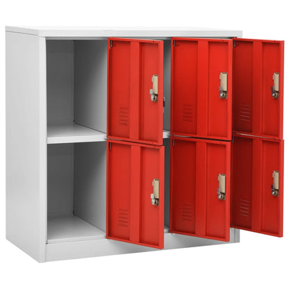 Locker Cabinet Light Grey and Red 90x45x92.5 cm Steel - OLBRIT